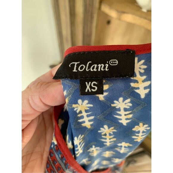 Tolani Indigo BoHo Silk Top - Picture 3 of 9